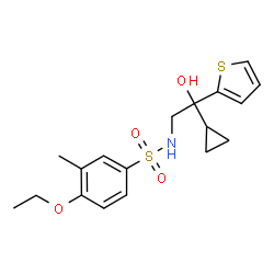 ChemSpider 2D Image | N-[2-Cyclopropyl-2-hydroxy-2-(2-thienyl)ethyl]-4-ethoxy-3-methylbenzenesulfonamide | C18H23NO4S2