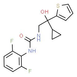 ChemSpider 2D Image | 1-[2-Cyclopropyl-2-hydroxy-2-(2-thienyl)ethyl]-3-(2,6-difluorophenyl)urea | C16H16F2N2O2S