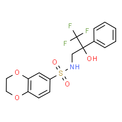 ChemSpider 2D Image | N-(3,3,3-Trifluoro-2-hydroxy-2-phenylpropyl)-2,3-dihydro-1,4-benzodioxine-6-sulfonamide | C17H16F3NO5S