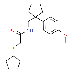 ChemSpider 2D Image | 2-(Cyclopentylsulfanyl)-N-{[1-(4-methoxyphenyl)cyclopentyl]methyl}acetamide | C20H29NO2S
