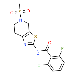 ChemSpider 2D Image | 2-Chloro-6-fluoro-N-[5-(methylsulfonyl)-4,5,6,7-tetrahydro[1,3]thiazolo[5,4-c]pyridin-2-yl]benzamide | C14H13ClFN3O3S2