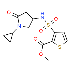 ChemSpider 2D Image | Methyl 3-[(1-cyclopropyl-5-oxo-3-pyrrolidinyl)sulfamoyl]-2-thiophenecarboxylate | C13H16N2O5S2