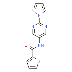 ChemSpider 2D Image | N-[2-(1H-Pyrazol-1-yl)-5-pyrimidinyl]-2-thiophenecarboxamide | C12H9N5OS