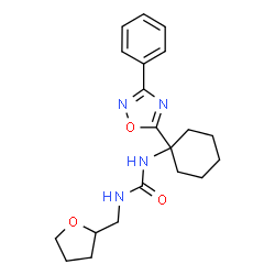 ChemSpider 2D Image | 1-[1-(3-Phenyl-1,2,4-oxadiazol-5-yl)cyclohexyl]-3-(tetrahydro-2-furanylmethyl)urea | C20H26N4O3