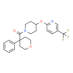 ChemSpider 2D Image | (4-Phenyltetrahydro-2H-pyran-4-yl)(4-{[5-(trifluoromethyl)-2-pyridinyl]oxy}-1-piperidinyl)methanone | C23H25F3N2O3