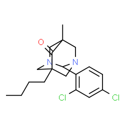 ChemSpider 2D Image | 5-Butyl-2-(2,4-dichlorophenyl)-7-methyl-1,3-diazatricyclo[3.3.1.1~3,7~]decan-6-one | C19H24Cl2N2O