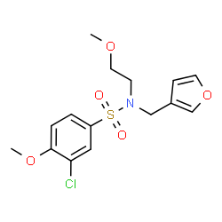ChemSpider 2D Image | 3-Chloro-N-(3-furylmethyl)-4-methoxy-N-(2-methoxyethyl)benzenesulfonamide | C15H18ClNO5S