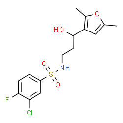 ChemSpider 2D Image | 3-Chloro-N-[3-(2,5-dimethyl-3-furyl)-3-hydroxypropyl]-4-fluorobenzenesulfonamide | C15H17ClFNO4S
