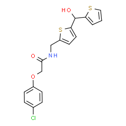 ChemSpider 2D Image | 2-(4-Chlorophenoxy)-N-({5-[hydroxy(2-thienyl)methyl]-2-thienyl}methyl)acetamide | C18H16ClNO3S2