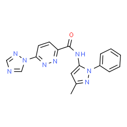 ChemSpider 2D Image | N-(3-Methyl-1-phenyl-1H-pyrazol-5-yl)-6-(1H-1,2,4-triazol-1-yl)-3-pyridazinecarboxamide | C17H14N8O