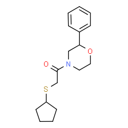 ChemSpider 2D Image | 2-(Cyclopentylsulfanyl)-1-(2-phenyl-4-morpholinyl)ethanone | C17H23NO2S