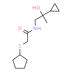 ChemSpider 2D Image | 2-(Cyclopentylsulfanyl)-N-(2-cyclopropyl-2-hydroxypropyl)acetamide | C13H23NO2S