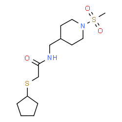 ChemSpider 2D Image | 2-(Cyclopentylsulfanyl)-N-{[1-(methylsulfonyl)-4-piperidinyl]methyl}acetamide | C14H26N2O3S2