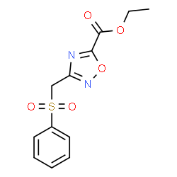 ChemSpider 2D Image | Ethyl 3-[(phenylsulfonyl)methyl]-1,2,4-oxadiazole-5-carboxylate | C12H12N2O5S