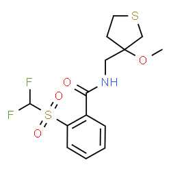 ChemSpider 2D Image | 2-[(Difluoromethyl)sulfonyl]-N-[(3-methoxytetrahydro-3-thiophenyl)methyl]benzamide | C14H17F2NO4S2