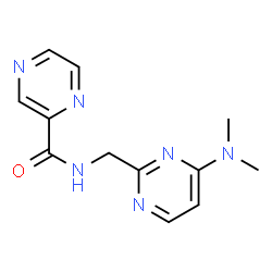 ChemSpider 2D Image | N-{[4-(Dimethylamino)-2-pyrimidinyl]methyl}-2-pyrazinecarboxamide | C12H14N6O