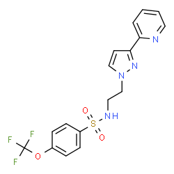 ChemSpider 2D Image | N-{2-[3-(2-Pyridinyl)-1H-pyrazol-1-yl]ethyl}-4-(trifluoromethoxy)benzenesulfonamide | C17H15F3N4O3S