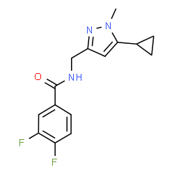 ChemSpider 2D Image | N-[(5-Cyclopropyl-1-methyl-1H-pyrazol-3-yl)methyl]-3,4-difluorobenzamide | C15H15F2N3O