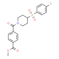 ChemSpider 2D Image | Methyl 4-({4-[(4-fluorophenyl)sulfonyl]-1-piperidinyl}carbonyl)benzoate | C20H20FNO5S