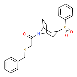 ChemSpider 2D Image | 2-(Benzylsulfanyl)-1-[3-(phenylsulfonyl)-8-azabicyclo[3.2.1]oct-8-yl]ethanone | C22H25NO3S2