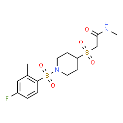 ChemSpider 2D Image | 2-({1-[(4-Fluoro-2-methylphenyl)sulfonyl]-4-piperidinyl}sulfonyl)-N-methylacetamide | C15H21FN2O5S2
