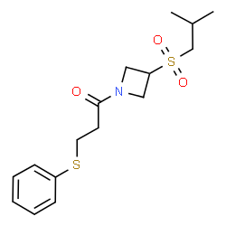 ChemSpider 2D Image | 1-[3-(Isobutylsulfonyl)-1-azetidinyl]-3-(phenylsulfanyl)-1-propanone | C16H23NO3S2