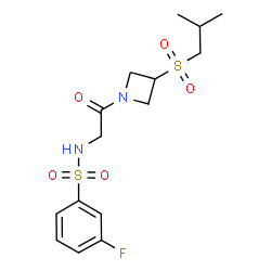 ChemSpider 2D Image | 3-Fluoro-N-{2-[3-(isobutylsulfonyl)-1-azetidinyl]-2-oxoethyl}benzenesulfonamide | C15H21FN2O5S2