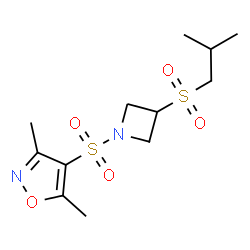 ChemSpider 2D Image | 4-{[3-(Isobutylsulfonyl)-1-azetidinyl]sulfonyl}-3,5-dimethyl-1,2-oxazole | C12H20N2O5S2
