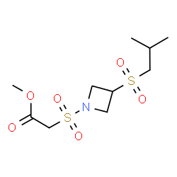 ChemSpider 2D Image | Methyl {[3-(isobutylsulfonyl)-1-azetidinyl]sulfonyl}acetate | C10H19NO6S2