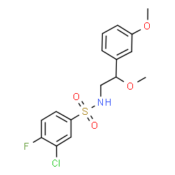 ChemSpider 2D Image | 3-Chloro-4-fluoro-N-[2-methoxy-2-(3-methoxyphenyl)ethyl]benzenesulfonamide | C16H17ClFNO4S