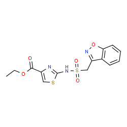 ChemSpider 2D Image | Ethyl 2-{[(1,2-benzoxazol-3-ylmethyl)sulfonyl]amino}-1,3-thiazole-4-carboxylate | C14H13N3O5S2
