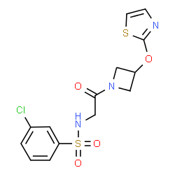 ChemSpider 2D Image | 3-Chloro-N-{2-oxo-2-[3-(1,3-thiazol-2-yloxy)-1-azetidinyl]ethyl}benzenesulfonamide | C14H14ClN3O4S2