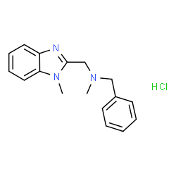 ChemSpider 2D Image | N-Benzyl-N-methyl-1-(1-methyl-1H-benzimidazol-2-yl)methanamine hydrochloride (1:1) | C17H20ClN3