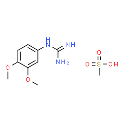 ChemSpider 2D Image | 1-(3,4-Dimethoxyphenyl)guanidine methanesulfonate (1:1) | C10H17N3O5S