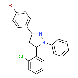ChemSpider 2D Image | 3-(4-Bromophenyl)-5-(2-chlorophenyl)-1-phenyl-4,5-dihydro-1H-pyrazole | C21H16BrClN2