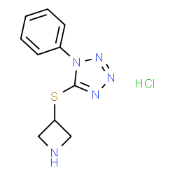 ChemSpider 2D Image | 5-(3-Azetidinylsulfanyl)-1-phenyl-1H-tetrazole hydrochloride (1:1) | C10H12ClN5S