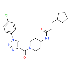 ChemSpider 2D Image | N-(1-{[1-(4-Chlorophenyl)-1H-1,2,3-triazol-4-yl]carbonyl}-4-piperidinyl)-3-cyclopentylpropanamide | C22H28ClN5O2