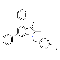 ChemSpider 2D Image | 1-(4-Methoxybenzyl)-2,3-dimethyl-4,6-diphenyl-1H-indole | C30H27NO