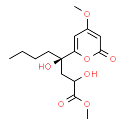 ChemSpider 2D Image | Methyl (4R)-2,4-dihydroxy-4-(4-methoxy-2-oxo-2H-pyran-6-yl)octanoate | C15H22O7