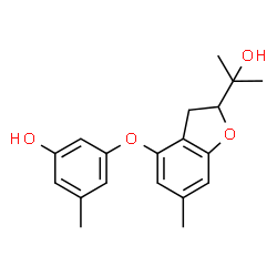 ChemSpider 2D Image | 3-{[2-(2-Hydroxy-2-propanyl)-6-methyl-2,3-dihydro-1-benzofuran-4-yl]oxy}-5-methylphenol | C19H22O4