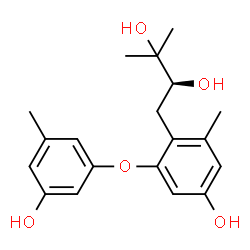 ChemSpider 2D Image | (2S)-1-[4-Hydroxy-2-(3-hydroxy-5-methylphenoxy)-6-methylphenyl]-3-methyl-2,3-butanediol | C19H24O5