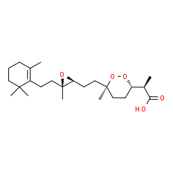 ChemSpider 2D Image | (2R)-2-[(3S,6R)-6-Methyl-6-(2-{(2S,3S)-3-methyl-3-[2-(2,6,6-trimethyl-1-cyclohexen-1-yl)ethyl]-2-oxiranyl}ethyl)-1,2-dioxan-3-yl]propanoic acid | C24H40O5