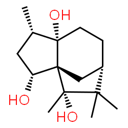 ChemSpider 2D Image | (1R,2R,4S,5S,8S,10S)-4,9,9,10-Tetramethyltricyclo[6.2.1.0~1,5~]undecane-2,5,10-triol | C15H26O3