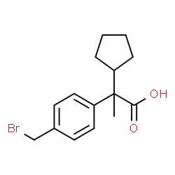 ChemSpider 2D Image | 2-[4-(Bromomethyl)phenyl]-2-cyclopentylpropanoic acid | C15H19BrO2