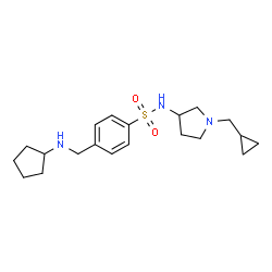 ChemSpider 2D Image | 4-((Cyclopentylamino)methyl)-N-(1-(cyclopropylmethyl)pyrrolidin-3-yl)benzenesulfonamide | C20H31N3O2S