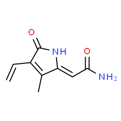 ChemSpider 2D Image | (2Z)-2-(3-Methyl-5-oxo-4-vinyl-1,5-dihydro-2H-pyrrol-2-ylidene)acetamide | C9H10N2O2