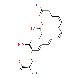 ChemSpider 2D Image | (4Z,7Z,9E,11E,13R)-13-{[(2S)-2-Amino-2-carboxyethyl]sulfanyl}-14-hydroxy-4,7,9,11-octadecatetraenedioic acid | C21H31NO7S