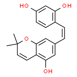 ChemSpider 2D Image | 4-[(Z)-2-(5-Hydroxy-2,2-dimethyl-2H-chromen-7-yl)vinyl]-1,3-benzenediol | C19H18O4