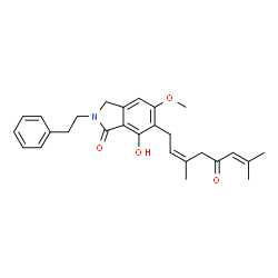 ChemSpider 2D Image | 6-[(2Z)-3,7-Dimethyl-5-oxo-2,6-octadien-1-yl]-7-hydroxy-5-methoxy-2-(2-phenylethyl)-1-isoindolinone | C27H31NO4
