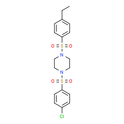 ChemSpider 2D Image | 1-[(4-Chlorophenyl)sulfonyl]-4-[(4-ethylphenyl)sulfonyl]piperazine | C18H21ClN2O4S2